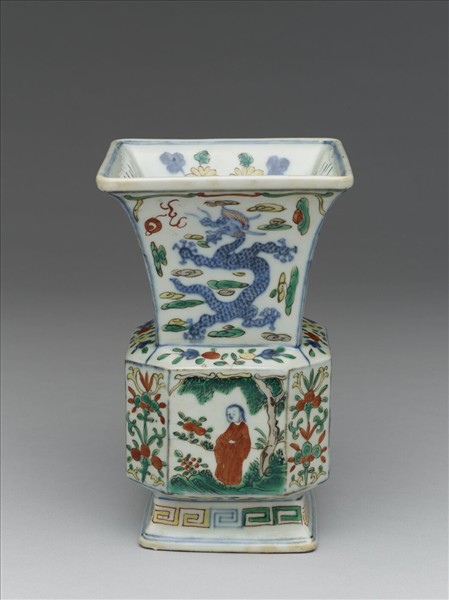 青花五彩龍鳳人物紋尊