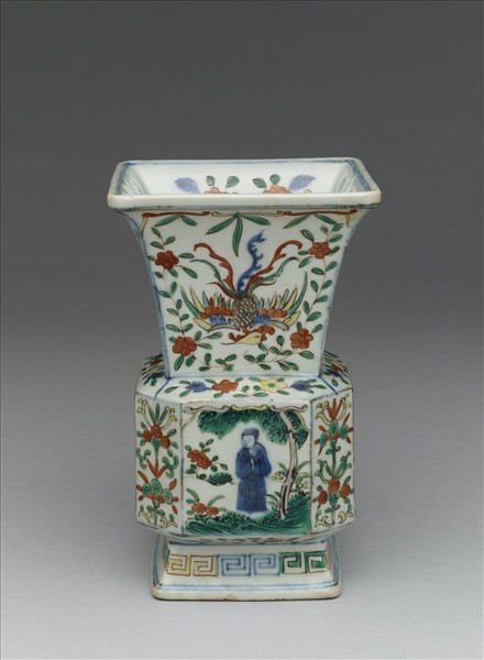 青花五彩龍鳳人物紋尊