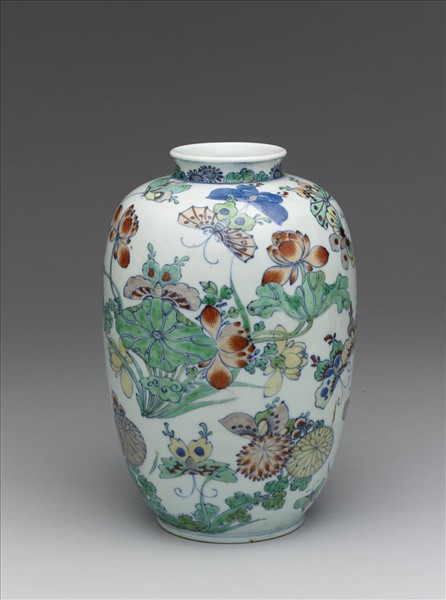 鬥彩花蝶紋燈籠式瓶