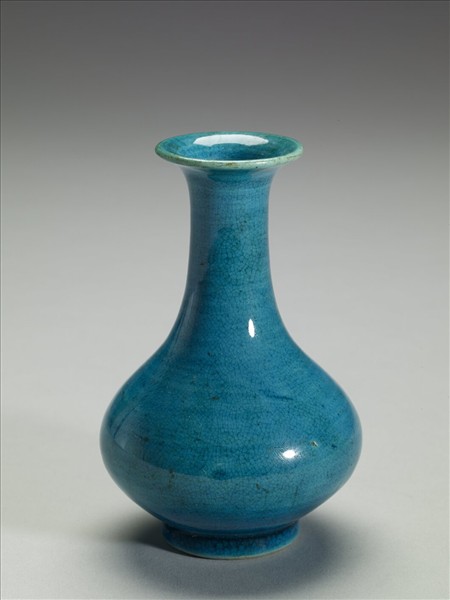 孔雀綠釉撇口瓶