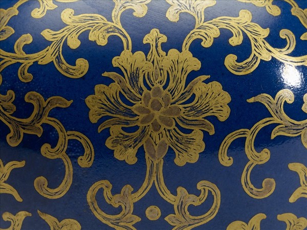 霽青釉描金番蓮紋雙耳葫蘆瓶