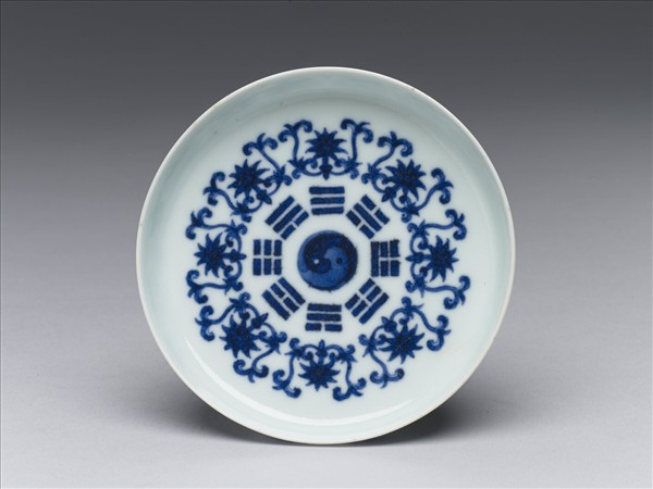 青花八卦番蓮紋碟