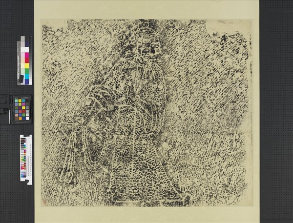 漢山東曲阜東安漢里畫象拓片十五幅　軸　持繩索武士