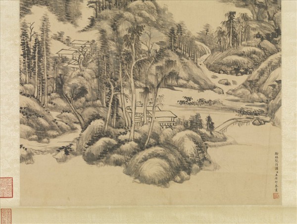 清王原祁雲壑流泉圖　軸