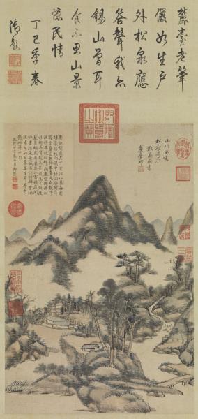 清王原祁畫松壑流泉　軸