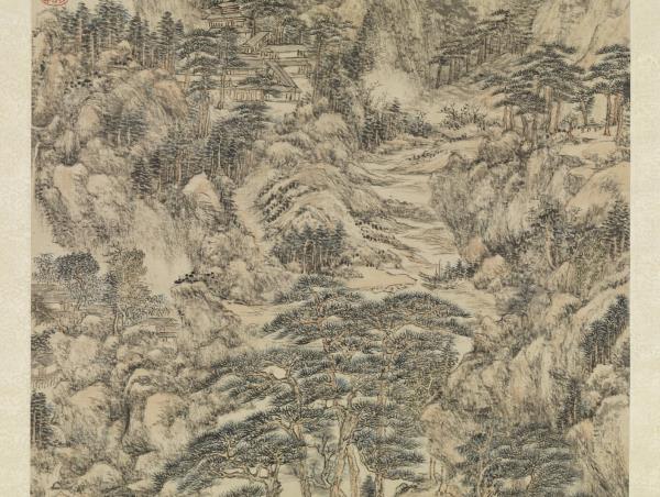 清王原祁仿王蒙夏日山居圖　軸