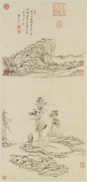 清王原祁仿倪瓚山水　軸