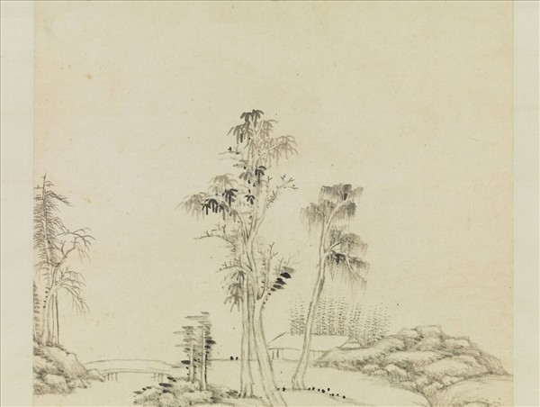 清王原祁仿倪瓚山水　軸