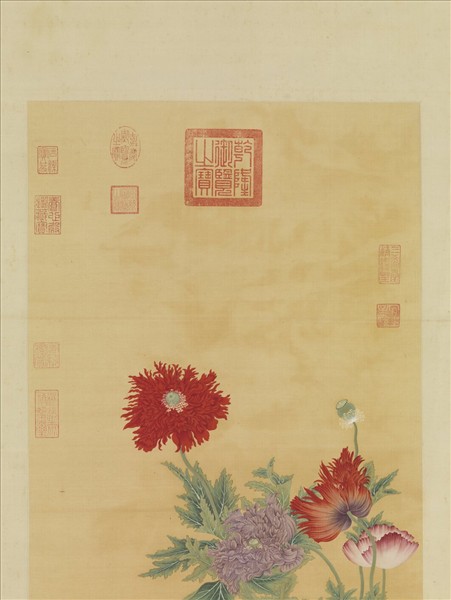 清柳遇畫鶯粟　軸