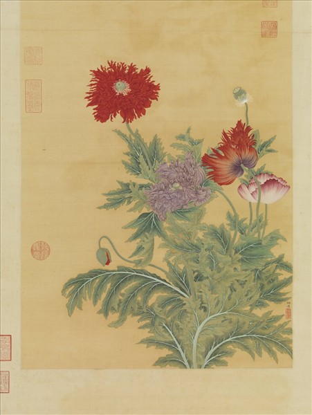 清柳遇畫鶯粟　軸