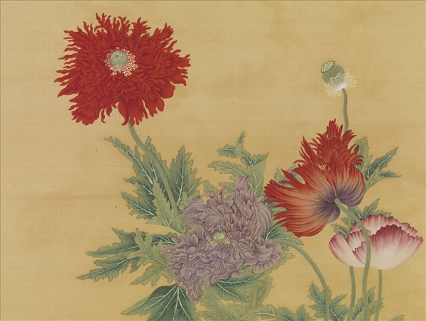 清柳遇畫鶯粟　軸