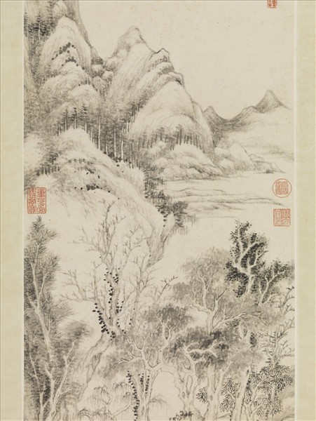 清黃鼎溪橋林影圖　軸