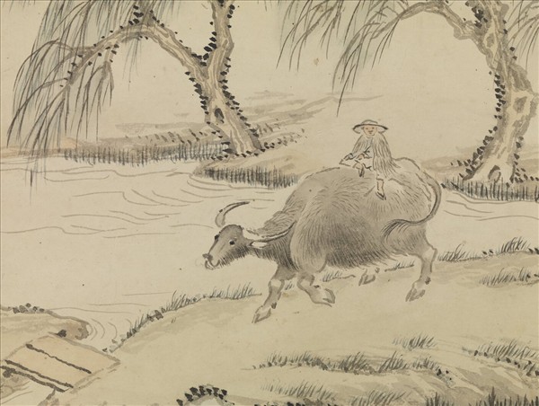 清楊晉畫柳塘春牧　軸