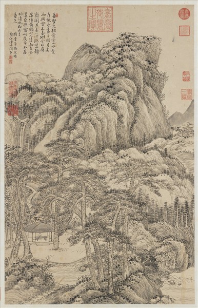 清張庚仿王蒙山水　軸