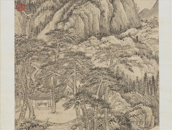 清張庚仿王蒙山水　軸