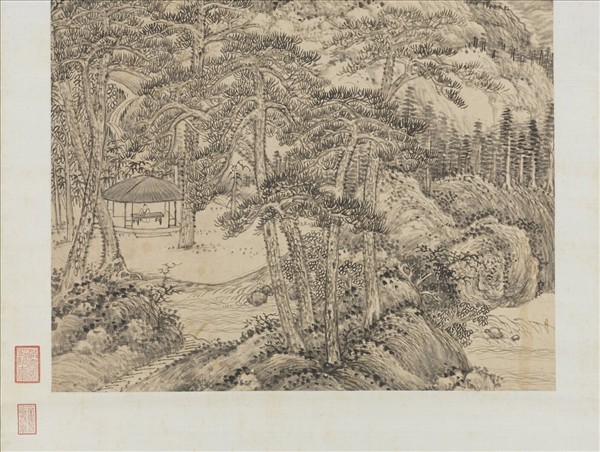 清張庚仿王蒙山水　軸