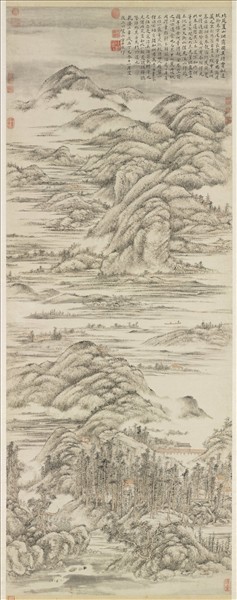 清方士庶仿董源夏山烟靄圖　軸