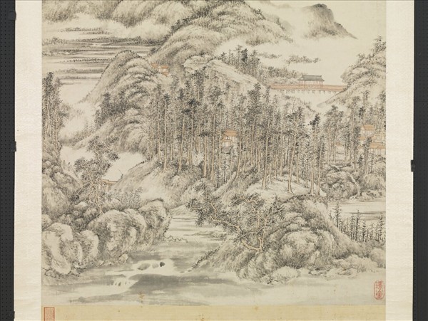 清方士庶仿董源夏山烟靄圖　軸