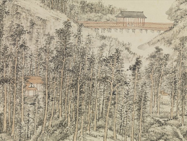 清方士庶仿董源夏山烟靄圖　軸