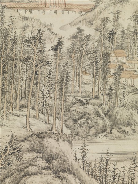 清方士庶仿董源夏山烟靄圖　軸