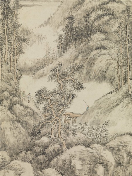 清方士庶仿董源夏山烟靄圖　軸