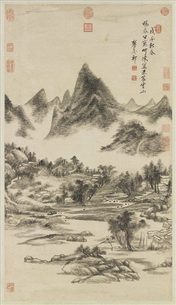 清王原祁倣米芾雲山　軸