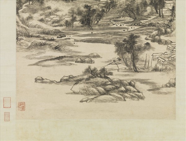 清王原祁倣米芾雲山　軸