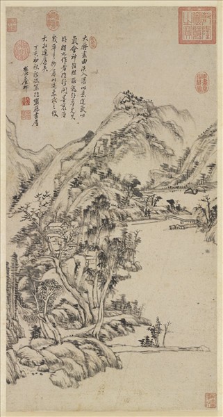 翁圖仮表装掛軸/仙嶺筆 清王原祁仿黃公望筆意軸- 故宮