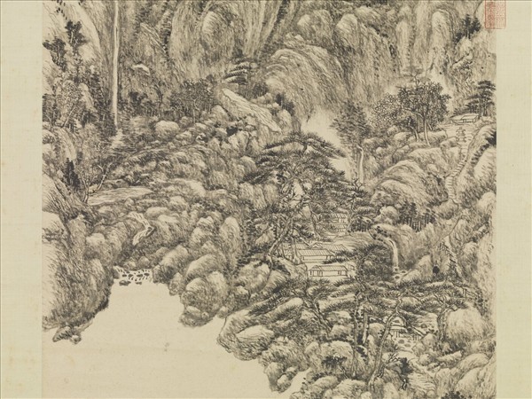 清王原祁倣王蒙山水　軸