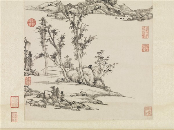 清王原祁仿倪瓚山水　軸