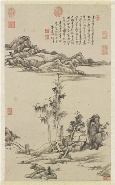 清王原祁仿倪瓚山水軸- 故宮