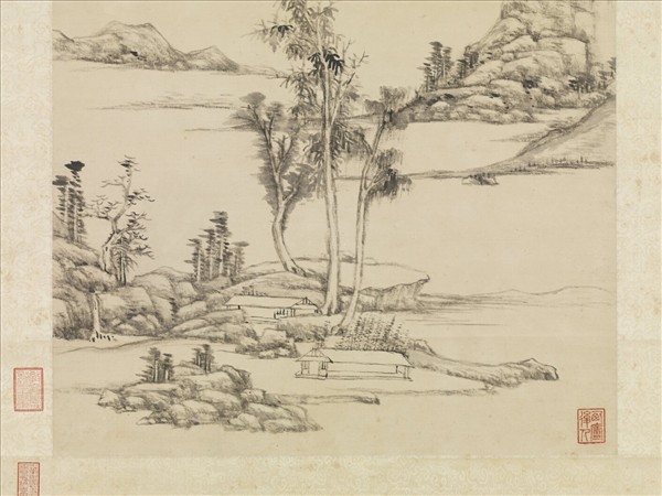 清王原祁倣倪瓚筆意　軸