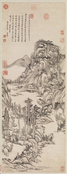 清王原祁仿吳鎮山水　軸