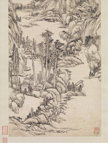 清王原祁仿吳鎮山水　軸