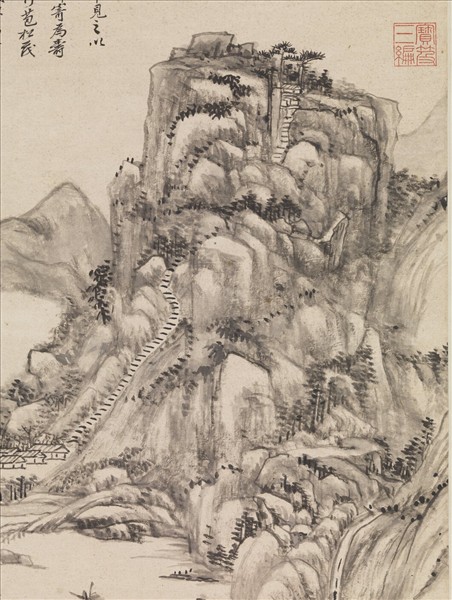 清王原祁仿吳鎮山水　軸