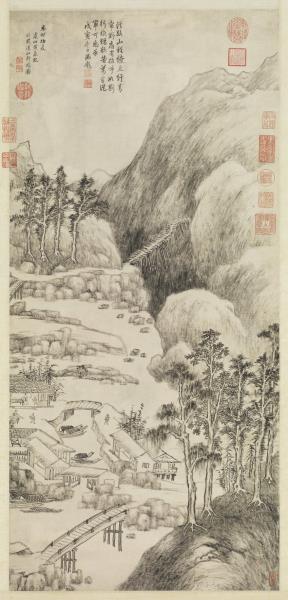 清黃鼎溪山行旅圖　軸