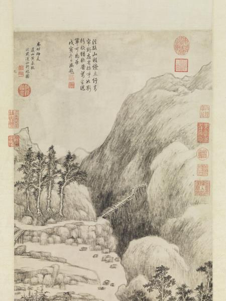 清黃鼎溪山行旅圖　軸