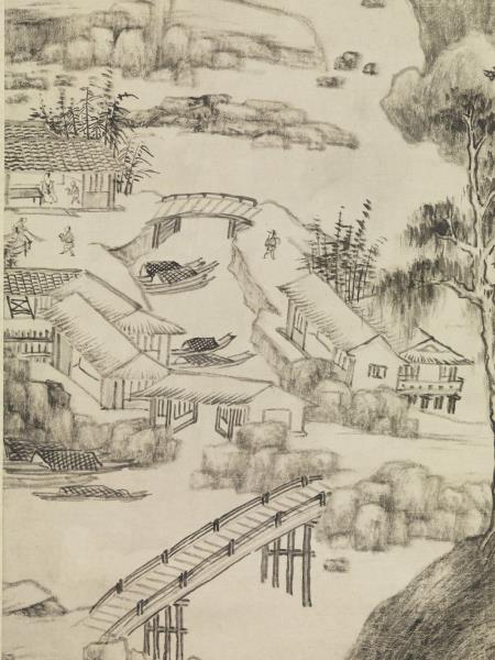 清黃鼎溪山行旅圖　軸