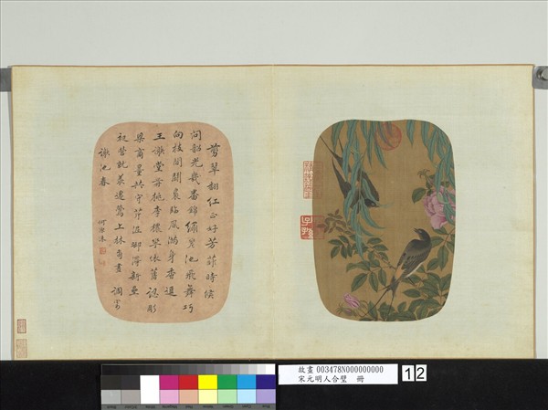 宋元明人合璧　冊　無款翠柳紫燕