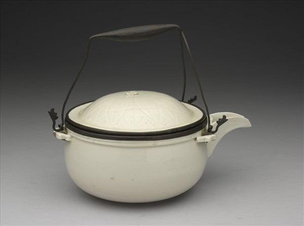 定窯 白瓷三繫壺 口印「褚」字銘