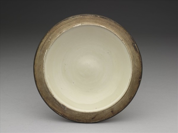 定窯 白瓷三繫壺 口印「褚」字銘