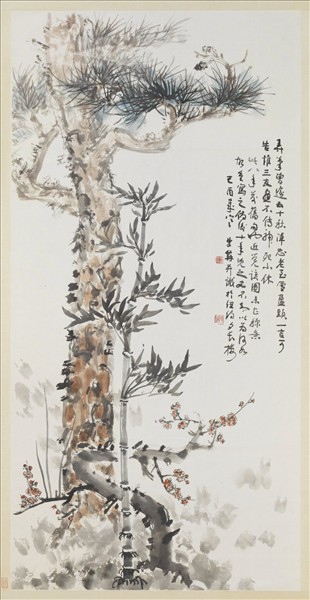 民國鄭曼青畫歲寒三友　單片