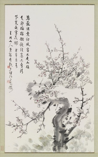 民國鄭曼青白梅　單片