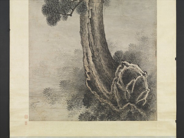 清陸𤾡長松圖　軸