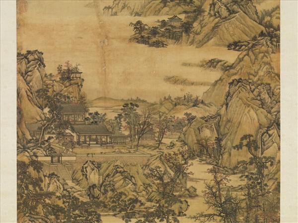 清孫祜秋山樓閣　軸