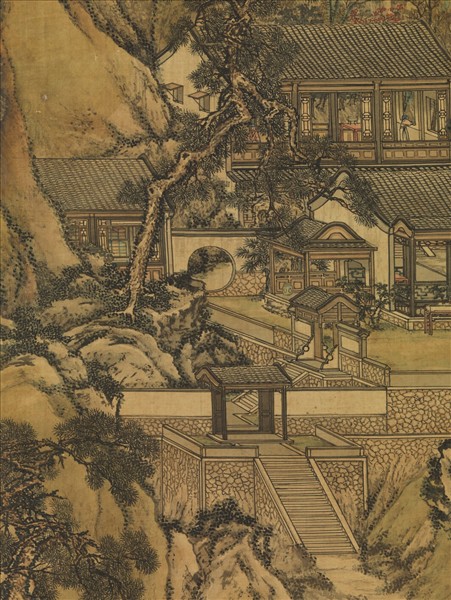 清孫祜秋山樓閣　軸