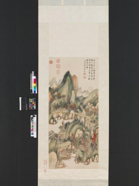 清董邦達翠岩紅樹御題　軸