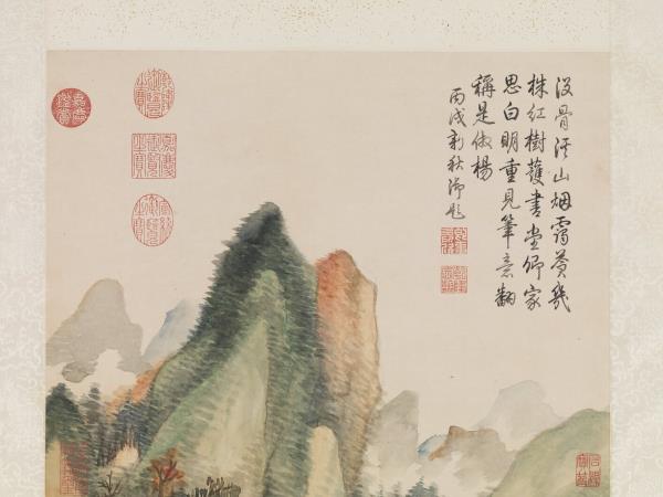 清董邦達翠岩紅樹御題　軸