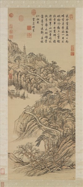 清張宗蒼靈巖積翠　軸