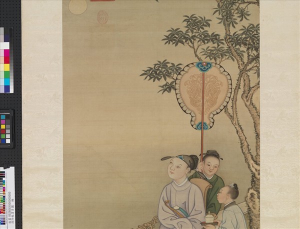 清冷枚賞月圖　軸